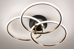 plafondlamp 75023 modern eigentijds klassiek messing (kleur) geschuurd kunststof metaal zwart mat goud messing (kleur) rond