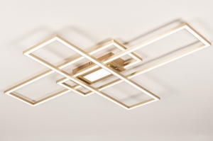 plafondlamp 75026 modern messing (kleur) geschuurd aluminium metaal goud messing (kleur) langwerpig rechthoekig