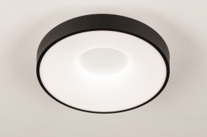 plafondlamp 75028 modern kunststof metaal zwart mat rond