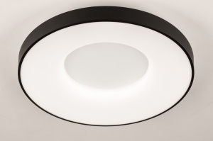 plafondlamp 75031 modern kunststof metaal zwart mat rond