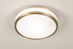 Deckenleuchte 75047 modern zeitgemaess klassisch Messing gebuerstet Kunststoff weiss Gold Matt Messing rund