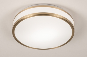 Deckenleuchte 75048 modern zeitgemaess klassisch Messing gebuerstet Kunststoff weiss Gold Matt Messing rund