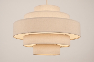 hanglamp 75083 modern retro stof metaal beige creme zand rond