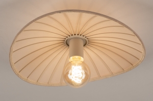 Deckenleuchte 75086 laendlich modern Stoff Metall Beige rund