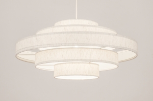 hanglamp 75093 modern retro stof metaal beige creme rond