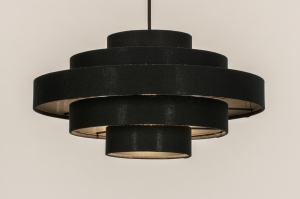 hanglamp 75095 modern retro stof metaal zwart rond