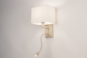 Wandleuchte 75125 modern zeitgemaess klassisch Stoff Metall weiss Beige viereckig