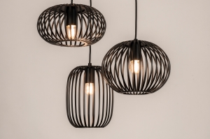 hanglamp 75133 industrieel modern metaal zwart mat rond