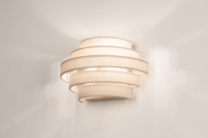 Wandleuchte 75147 modern Stoff Metall Beige Sand rund