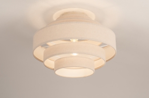 plafondlamp 75174 modern stof metaal beige rond
