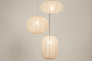 hanglamp 75175 modern stof metaal beige zand rond
