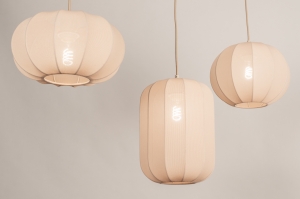 hanglamp 75176 modern stof metaal beige langwerpig