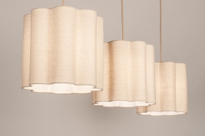 hanglamp 75180 modern retro stof metaal beige zand rond langwerpig