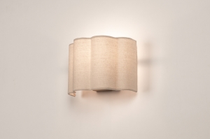 Wandleuchte 75181 modern Stoff Metall Beige Sand rund