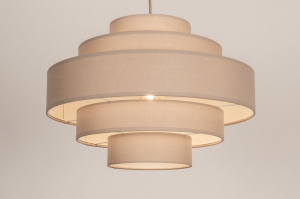 hanglamp 75182 modern retro stof metaal taupe rond