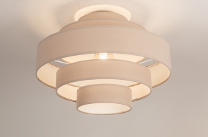 Deckenleuchte 75183 modern Retro Stoff Metall taupe rund