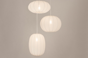 hanglamp 75232 modern stof metaal wit mat rond