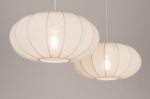 hanglamp 75238 modern stof metaal wit mat rond langwerpig