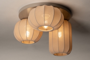 plafondlamp 75271 modern stof metaal taupe rond
