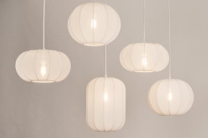 hanglamp 75272 modern stof metaal wit mat ovaal