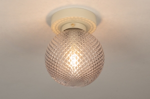 plafondlamp 75275 modern retro glas helder glas metaal beige zand