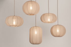 hanglamp 75299 modern stof metaal taupe ovaal