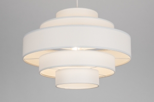 hanglamp 75335 modern retro stof metaal wit mat rond