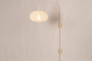 Wandleuchte 75336 modern Stoff Metall Beige Sand rund
