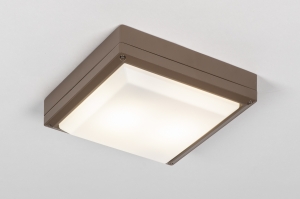 plafondlamp 75338 modern aluminium kunststof polycarbonaat slagvast metaal bruin vierkant