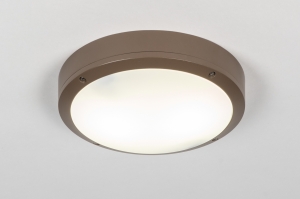 plafondlamp 75340 modern aluminium kunststof polycarbonaat slagvast metaal bruin rond