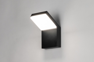 wandlamp 75350 modern aluminium kunststof acrylaat kunststofglas zwart mat rechthoekig