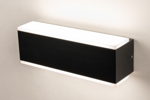 wandlamp 75359 modern aluminium kunststof polycarbonaat slagvast zwart mat rechthoekig