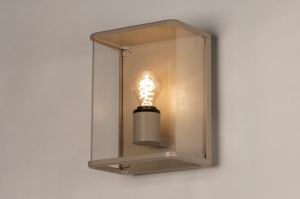 Wandleuchte 75366 laendlich modern Glas klares Glas Aluminium Metall Beige Sand rechteckig