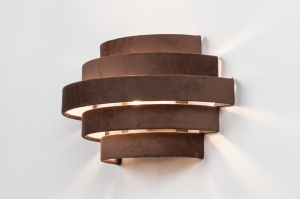 wandlamp 75401 modern retro eigentijds klassiek stof metaal bruin rond