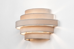 wandlamp 75402 modern retro eigentijds klassiek stof metaal taupe rond