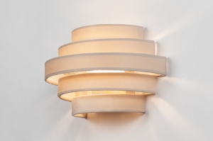 wandlamp 75403 modern retro eigentijds klassiek stof metaal beige creme rond