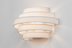 wandlamp 75405 landelijk modern stof metaal wit mat rond