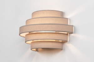 wandlamp 75406 modern eigentijds klassiek stof metaal taupe rond