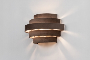 wandlamp 75408 modern stof metaal grijs bruin rond