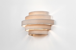 wandlamp 75410 modern stof metaal taupe rond