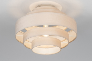 plafondlamp 75422 modern retro eigentijds klassiek stof metaal beige rond