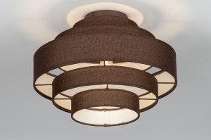 plafondlamp 75424 modern retro eigentijds klassiek stof metaal bruin rond