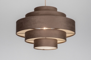 hanglamp 75425 modern retro stof metaal grijs bruin rond