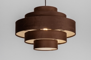 hanglamp 75426 modern retro stof metaal bruin rond