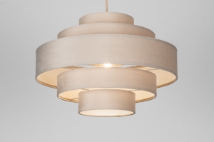 hanglamp 75427 modern retro stof metaal taupe rond