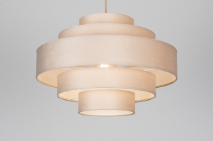 hanglamp 75428 modern retro stof metaal beige zand rond