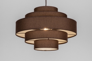 hanglamp 75429 modern retro stof metaal bruin rond