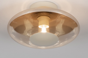plafondlamp 75436 modern eigentijds klassiek glas metaal beige rond