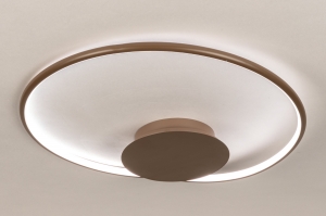 plafondlamp 75461 modern retro kunststof metaal bruin rond