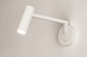 wandlamp 75496 design modern aluminium metaal wit mat rond langwerpig